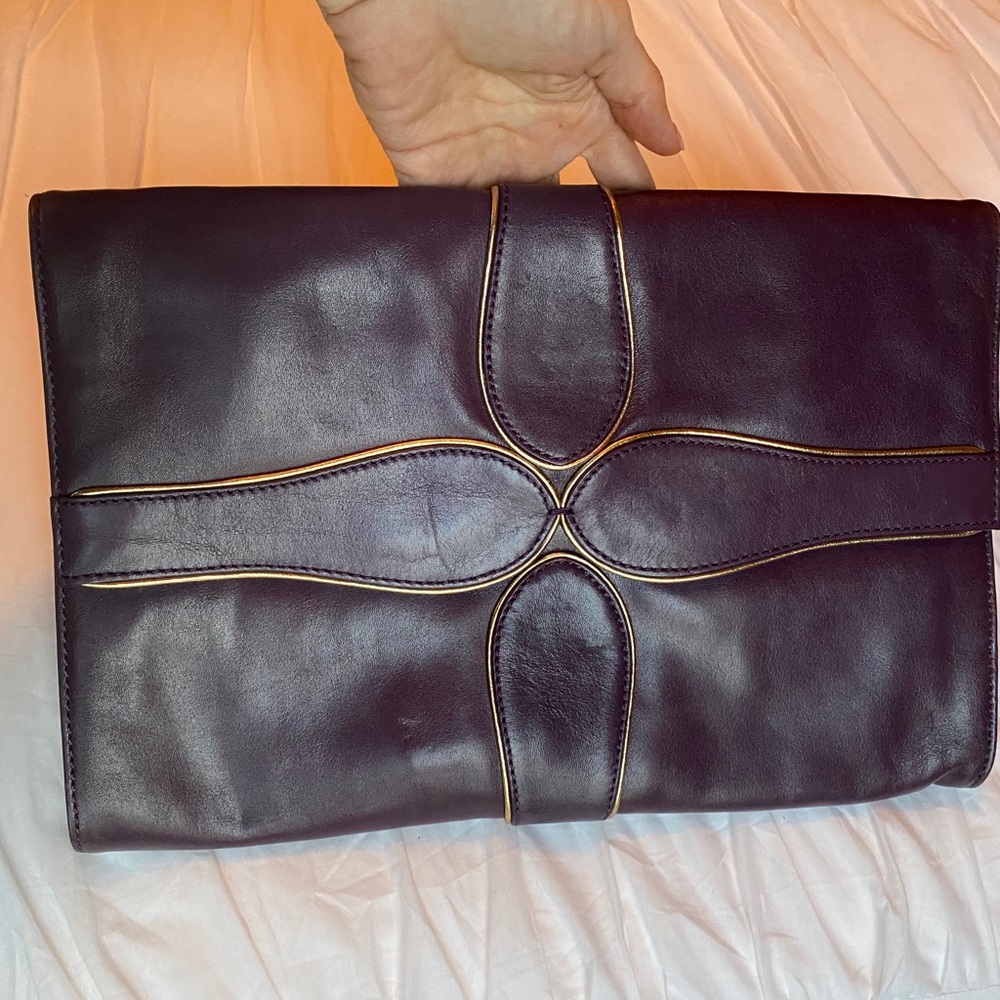 Kate Spade Aubergine/Plum and Gold Clutch